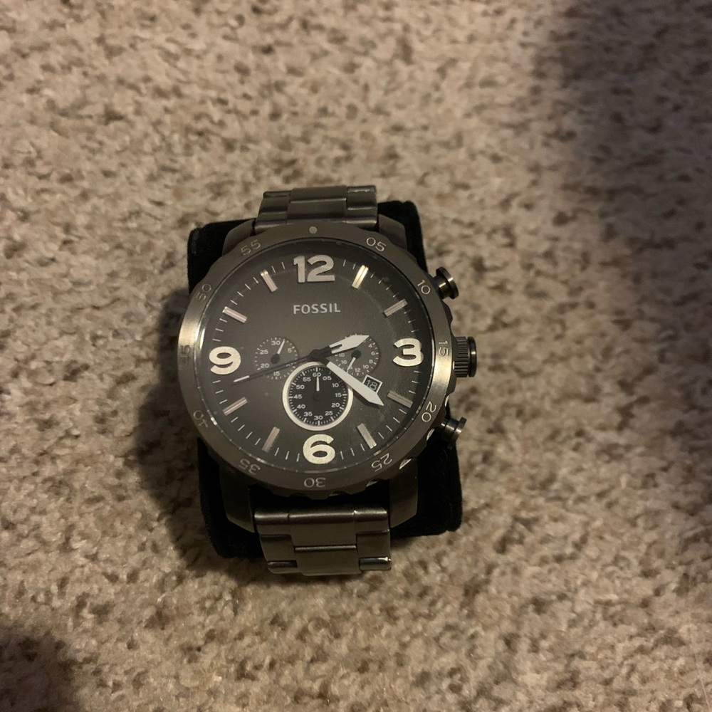 Charcoal steel gray mens fossil watch brand new